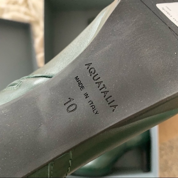 Aquatalia Ryleigh Water Resistant Dark Green Genuine Leather Knee High Boots NEW - Picture 8 of 13